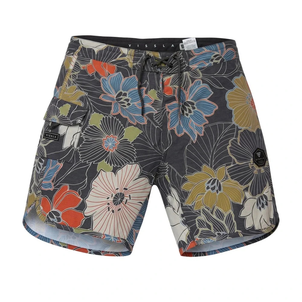 Vissla Mens Floral Board Shorts Charcoal Multi Coconut Stretch M1044CHU Size 33